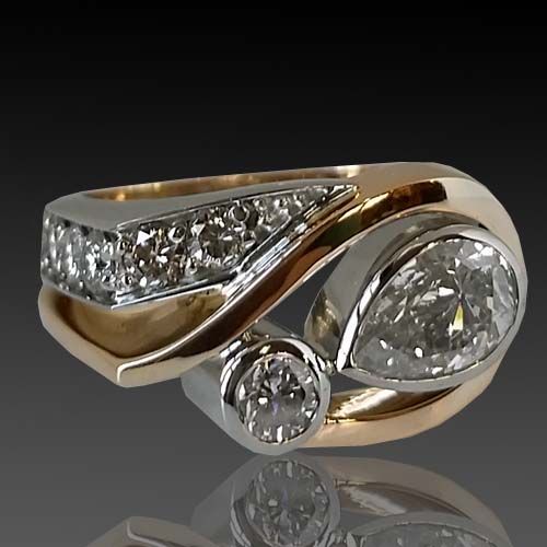 Vintage Zirconia Gold & Silver Irregular Ring-Maryam Jewelry