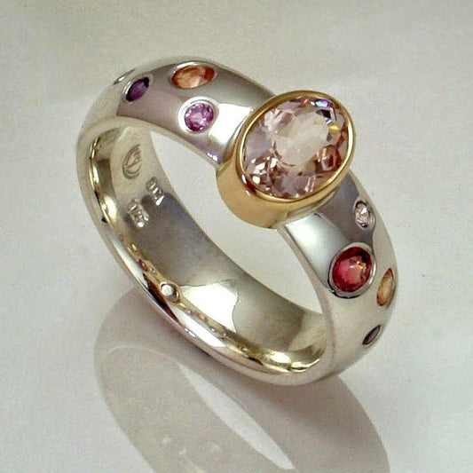 Vintage Pink Zirconia Silver Ring-Maryam Jewelry