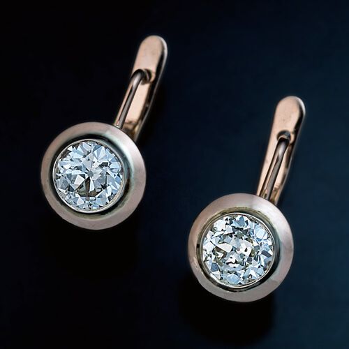 Vintage Solitaire Diamond Earrings in Rose Gold-Maryam Jewelry