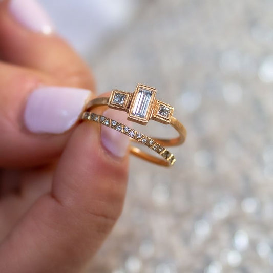 Vintage Rose Zirconia Ring Set-Maryam Jewelry