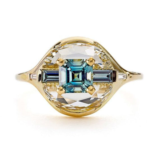 Vintage Blue Zirconia Eye Gold Ring-Maryam Jewelry