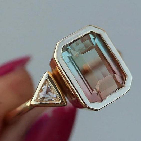 Vintage Faded Colorful Zirconia Ring-Maryam Jewelry