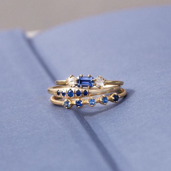 Vintage Layered Blue Zirconia Ring-Maryam Jewelry