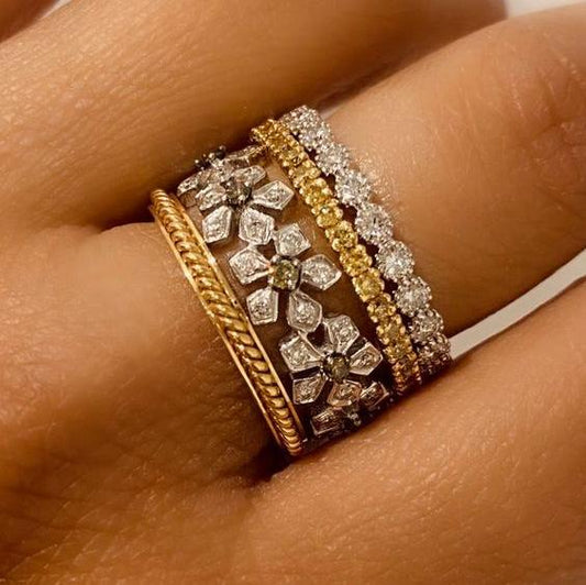 Vintage Sparkling Zirconia Ring Set-Maryam Jewelry
