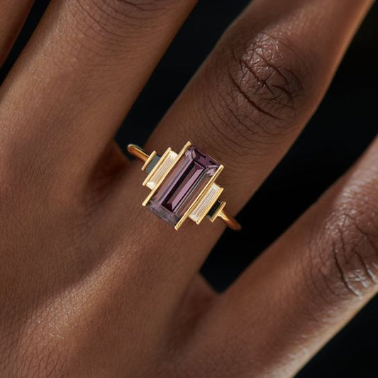 Vintage Purple Zirconia Golden Ring-Maryam Jewelry