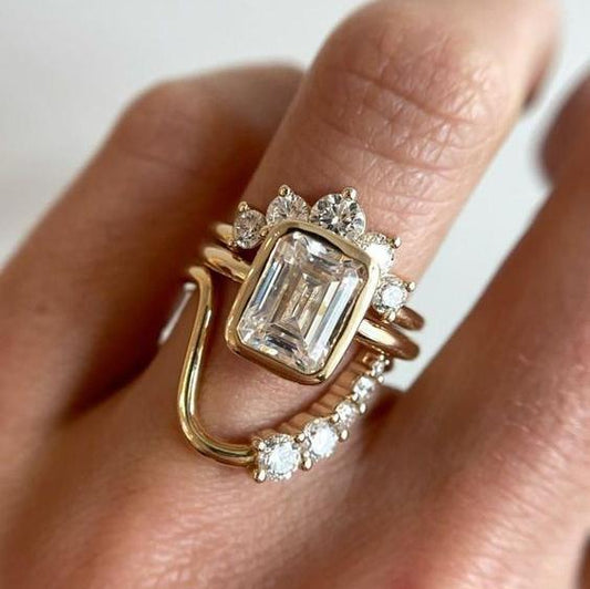 Vintage Elegant Glass Golden Ring-Maryam Jewelry