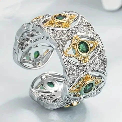Vintage Green Zirconia Eye Ring-Maryam Jewelry