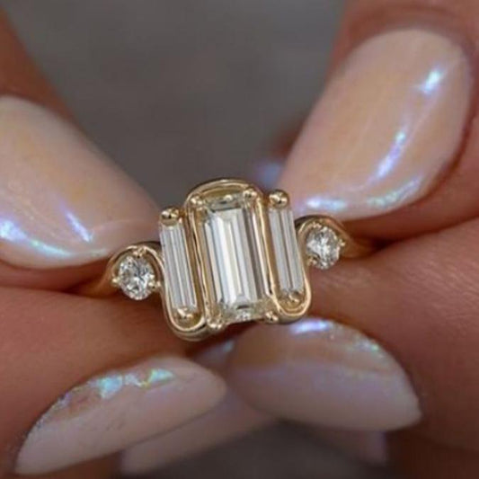 Vintage White Glass Gold Ring-Maryam Jewelry
