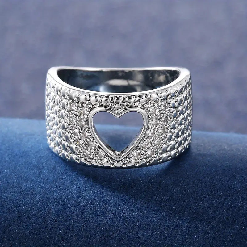 Vintage Hollow Heart Silver Ring-Maryam Jewelry