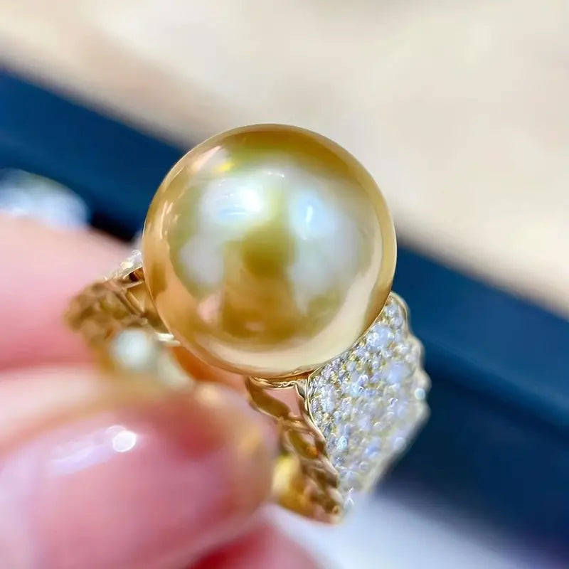 Vintage Golden Pearl Bright Ring-Maryam Jewelry
