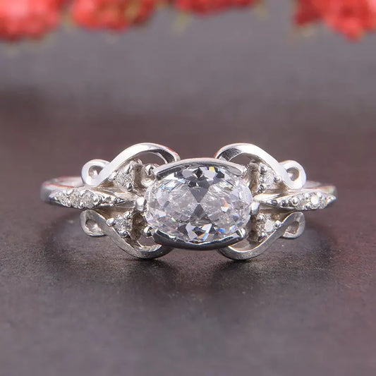 Vintage White Zirconia Silver Ring-Maryam Jewelry