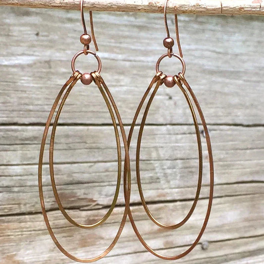 Vintage Bronze Hoop Earrings-Maryam Jewelry