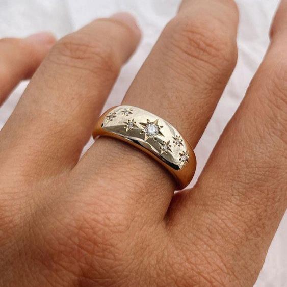 Vintage Starlight Gold Plated Ring-Maryam Jewelry