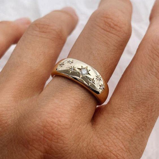 Vintage Starlight Gold Plated Ring-Maryam Jewelry