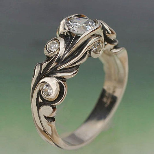 Vintage Silver Inlaid Glass Ring-Maryam Jewelry