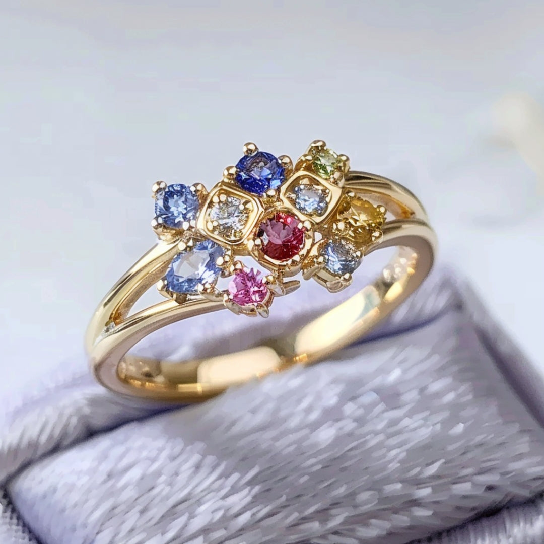 Colorful Crystal Gold Ring-Maryam Jewelry