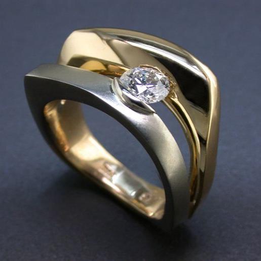 Vintage Open Gold & Silver Zirconia Ring-Maryam Jewelry