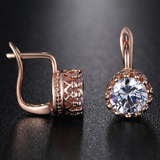 Vintage Zirconia Rose Earrings-Maryam Jewelry