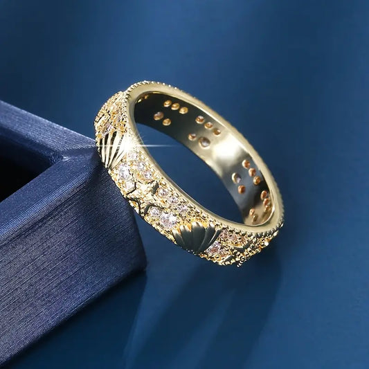 Vintage Golden Ocean Bright Ring-Maryam Jewelry