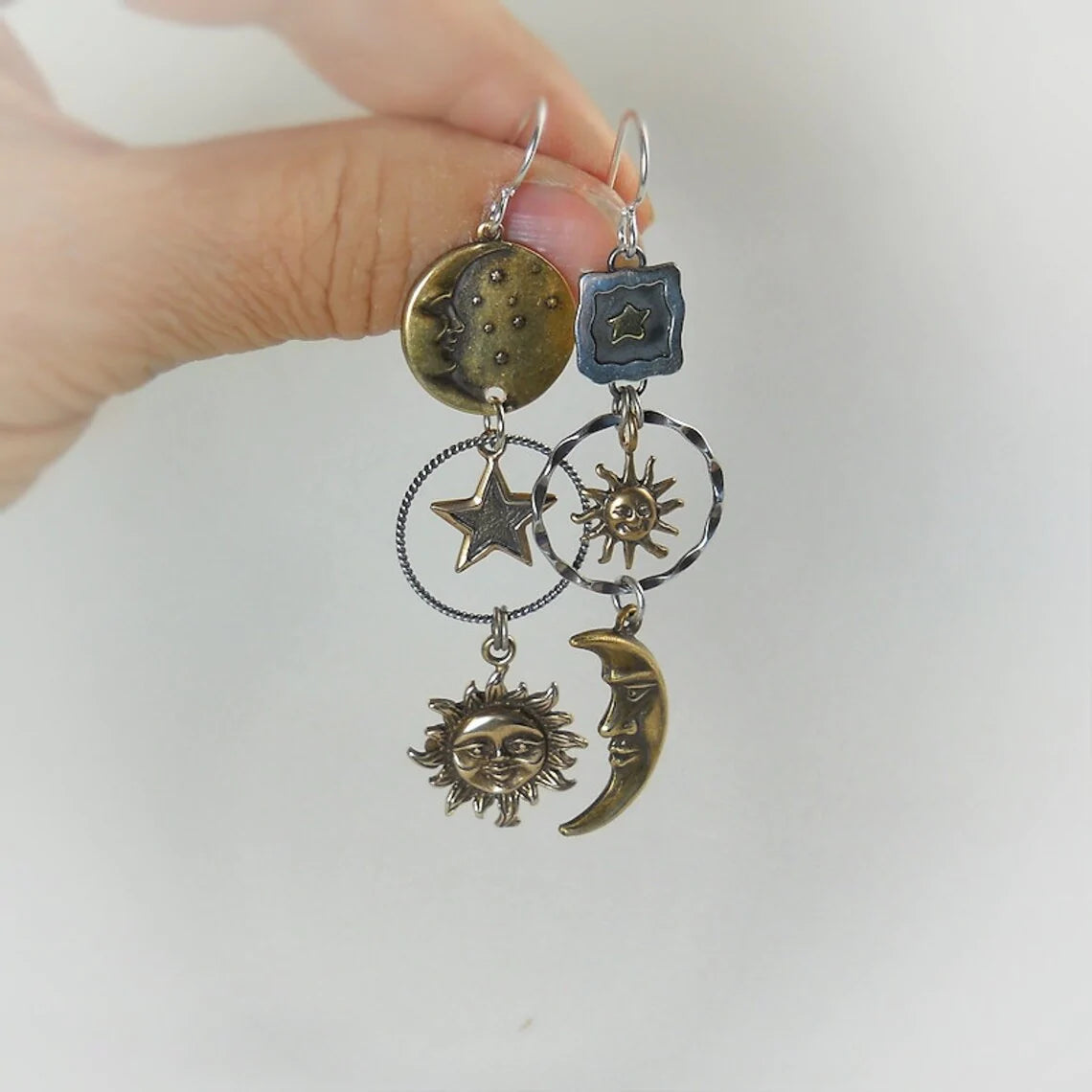 Sun-Moon Pendant Earrings-Maryam Jewelry