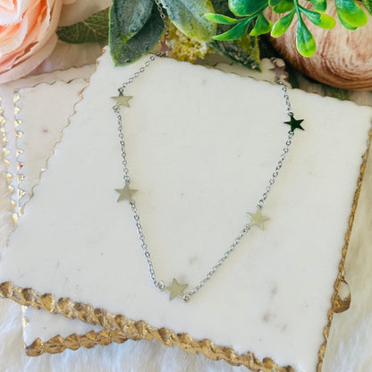 Stella Dainty Star Pendant Choker Necklace - Gold or Silver-Maryam Jewelry