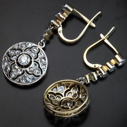Vintage Rounded Dangling Crystalline Earrings-Maryam Jewelry