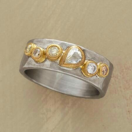Vintage Gold & Silver Crystal Ring-Maryam Jewelry