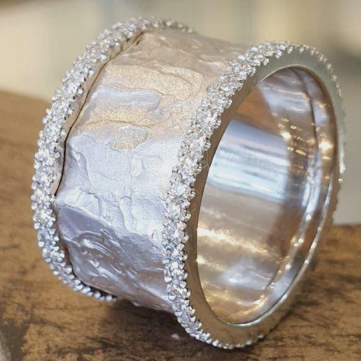 Vintage Silvered Zirconia Ring-Maryam Jewelry
