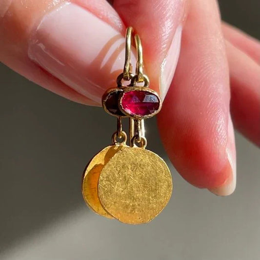Vintage Red & Golden Earrings-Maryam Jewelry