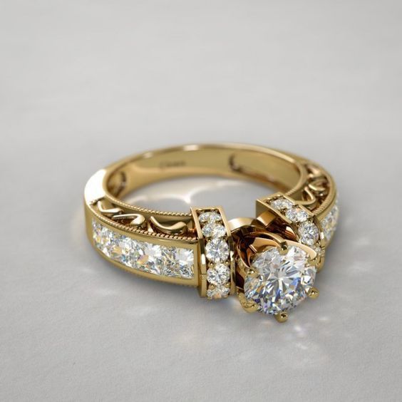 Vintage Spark Crystal Gold Ring-Maryam Jewelry