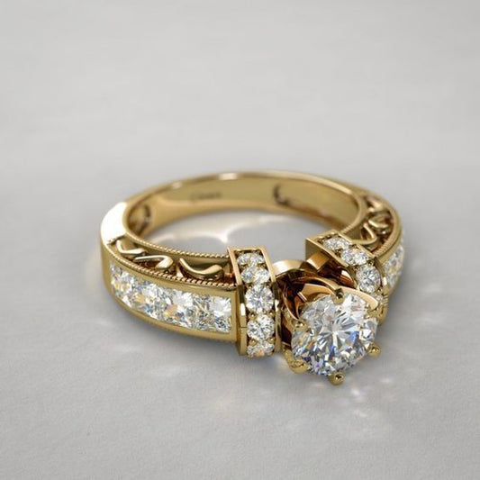 Vintage Spark Crystal Gold Ring-Maryam Jewelry
