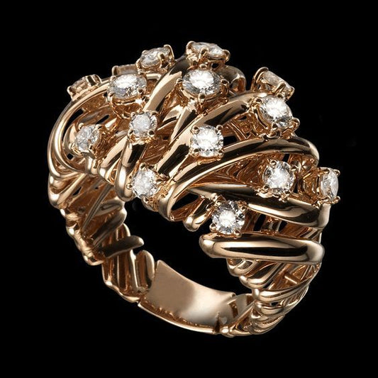 Vintage Exquisite Zirconia Gold Ring-Maryam Jewelry