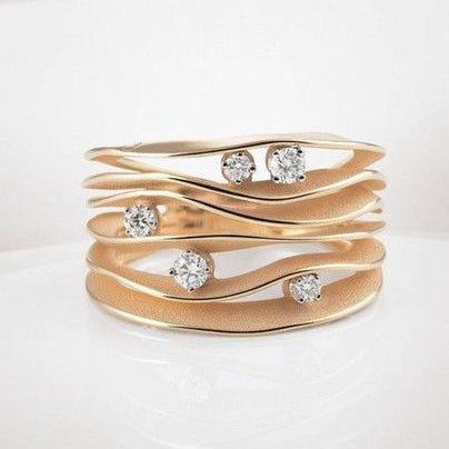 Vintage Layer Gold Zirconia Dune Ring-Maryam Jewelry