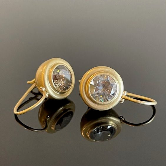 Vintage Rounded Glass Gold Earrings-Maryam Jewelry