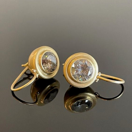 Vintage Rounded Glass Gold Earrings-Maryam Jewelry
