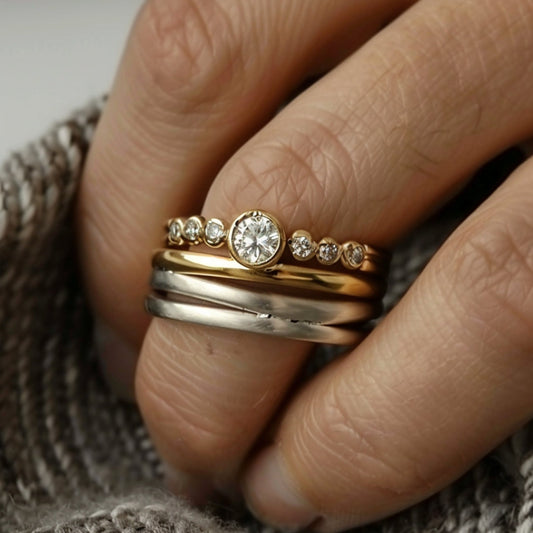 Layered Silver & Gold Zirconia Ring-Maryam Jewelry