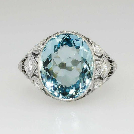 Vintage Glass Blue Ring-Maryam Jewelry