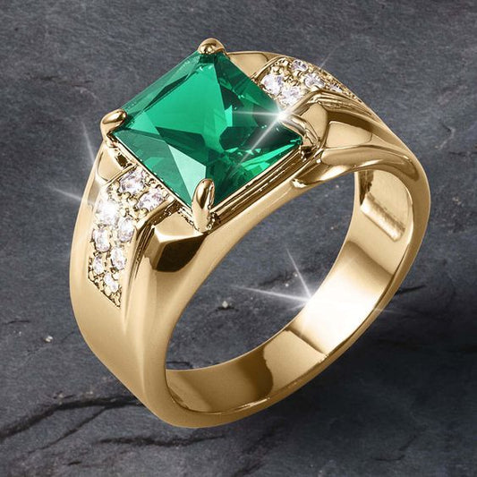 Vintage Green Brilliance Gold Ring-Maryam Jewelry