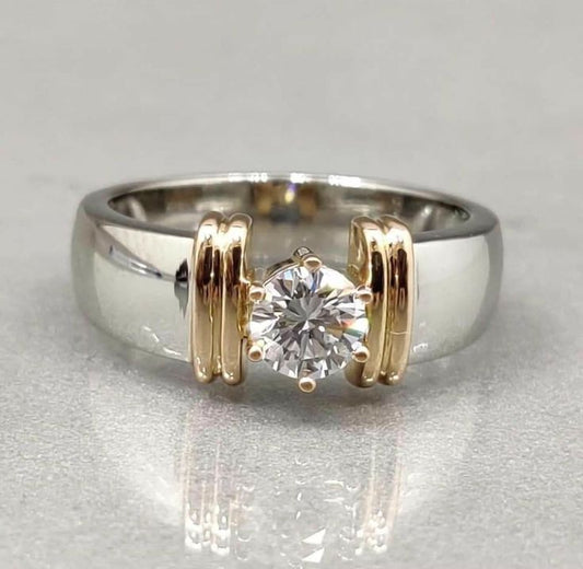 Vintage Open Gold Thread Silver Ring-Maryam Jewelry