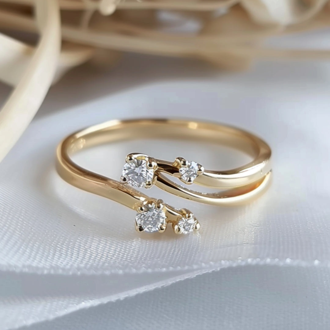 Golden Open Zirconia Ring-Maryam Jewelry