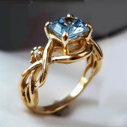 Golden Blue Ring-Maryam Jewelry