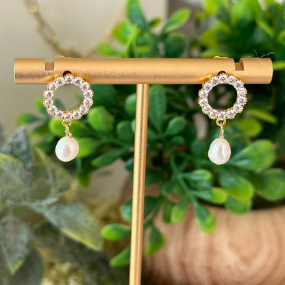 Belina Open Circle Pearl Earrings-Maryam Jewelry