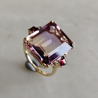 Vintage Purple Cubic Glass Ring-Maryam Jewelry