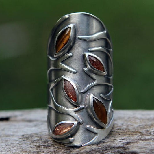 Vintage Inlaid Crystal Ivy Ring-Maryam Jewelry