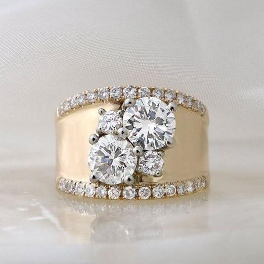 Vintage Golden Bright Zirconia Ring-Maryam Jewelry