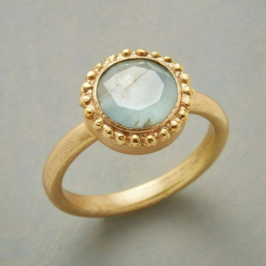Vintage White Stone Gold Ring-Maryam Jewelry