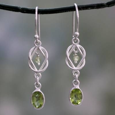 Vintage Green Olive Dangling Earrings-Maryam Jewelry