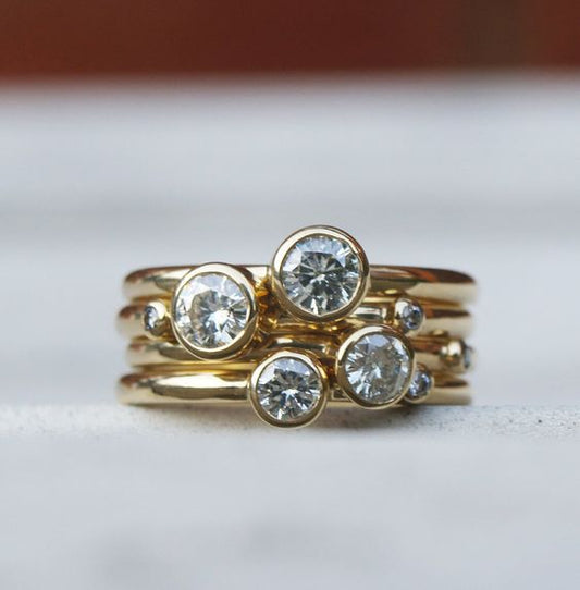 Vintage Layering Gold Zirconia Ring-Maryam Jewelry