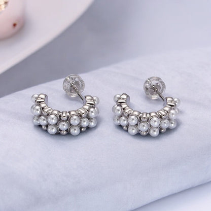 Sabrina Pearl Lined Hoop Earrings-Maryam Jewelry