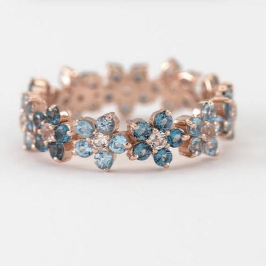 Vintage Blue Daisy Rose Ring-Maryam Jewelry